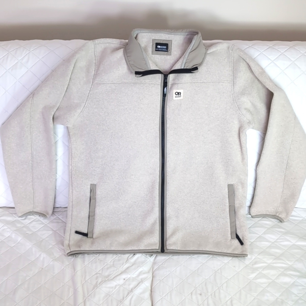 Outdoor Research Pale Gray Tokeland Fleece Men's Zippered Jacket,Size Xl.